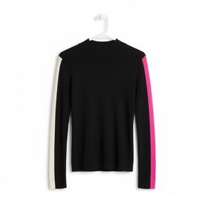 Bar III Black Sweater with Pink and White Accents